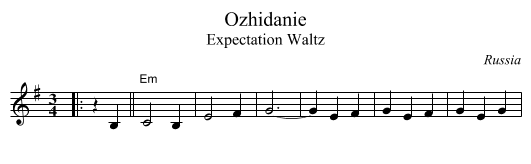 Ozhidanie - staff notation