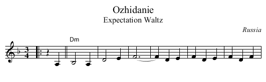 Ozhidanie - staff notation