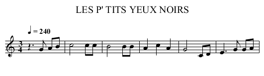 P' TITS YEUX NOIRS, LES - staff notation