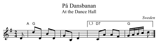 P&aring; Dansbanan - staff notation
