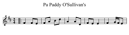 Pa Paddy O'Sullivan's - staff notation