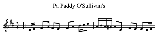 Pa Paddy O'Sullivan's - staff notation