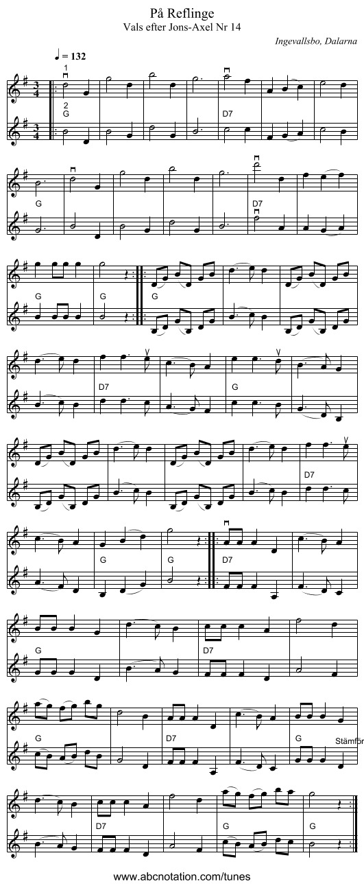 På Reflinge - staff notation