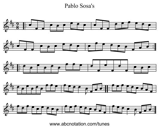 Pablo Sosa's - staff notation