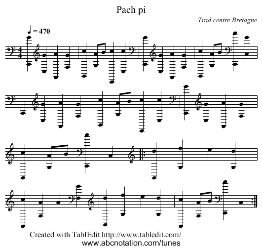 Pach pi - staff notation
