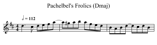 Pachelbel's Frolics (Dmaj) - staff notation