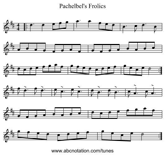 Pachelbel's Frolics - staff notation