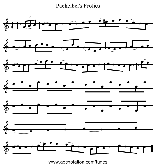 Pachelbel's Frolics - staff notation