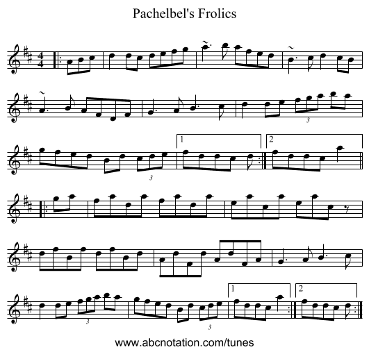Pachelbel's Frolics - staff notation