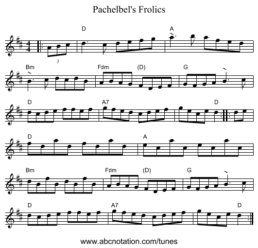 Pachelbel's Frolics - staff notation