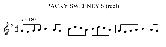 PACKY SWEENEY'S (reel) - staff notation