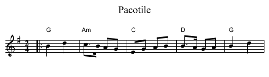 Pacotile - staff notation