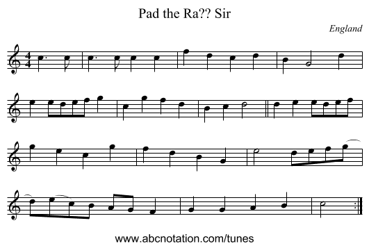 Pad the Ra?? Sir - staff notation