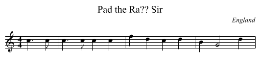 Pad the Ra?? Sir - staff notation
