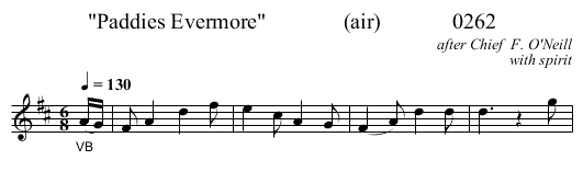 Paddies Evermore              (air)             0262 - staff notation