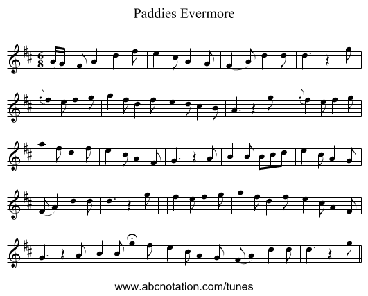 Paddies Evermore - staff notation