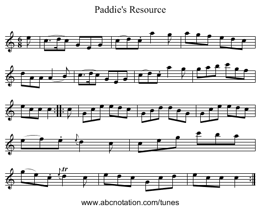 Paddie's Resource - staff notation
