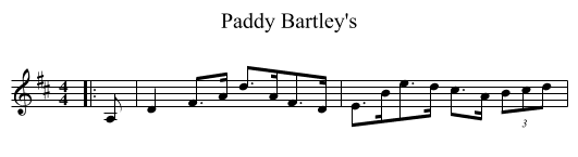 Paddy Bartley's - staff notation
