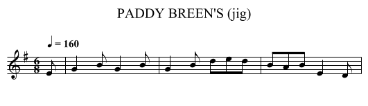 PADDY BREEN'S (jig) - staff notation