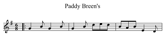 Paddy Breen's - staff notation