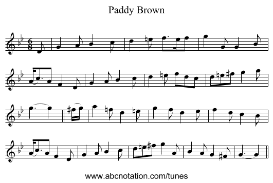 Paddy Brown - staff notation