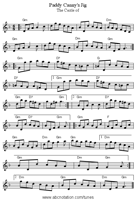 Paddy Canny's Jig - staff notation