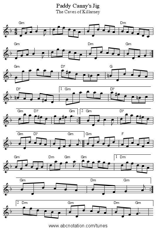 Paddy Canny's Jig - staff notation