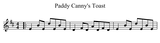 Paddy Canny's Toast - staff notation