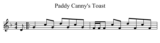 Paddy Canny's Toast - staff notation