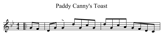 Paddy Canny's Toast - staff notation