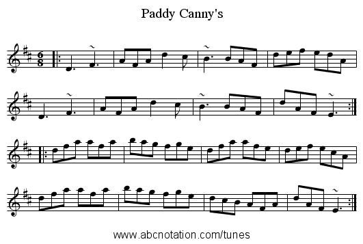 Paddy Canny's - staff notation