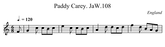 Paddy Carey. JaW.108 - staff notation