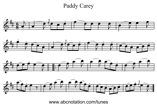 Paddy Carey - staff notation