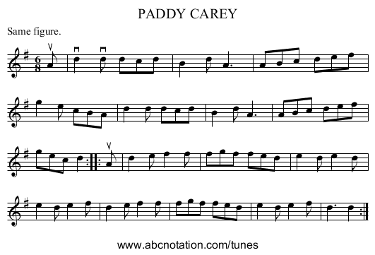 PADDY CAREY - staff notation