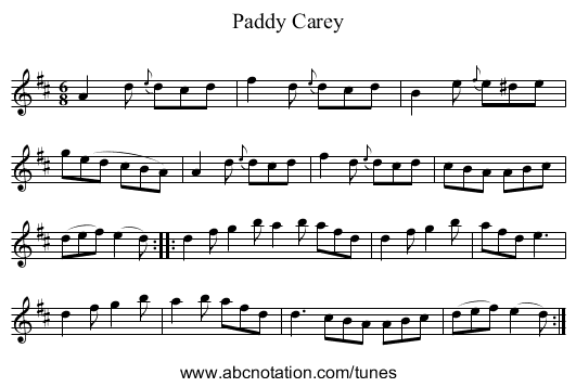 Paddy Carey - staff notation