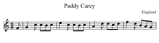 Paddy Carey - staff notation