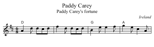 Paddy Carey - staff notation