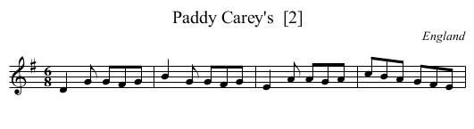 Paddy Carey's  [2] - staff notation