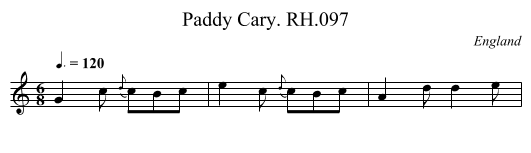 Paddy Cary. RH.097 - staff notation