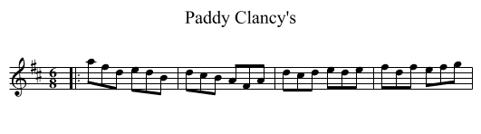Paddy Clancy's - staff notation