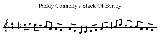 Paddy Connelly's Stack Of Barley - staff notation