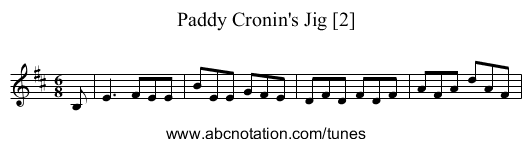 Paddy Cronin's Jig [2] - staff notation