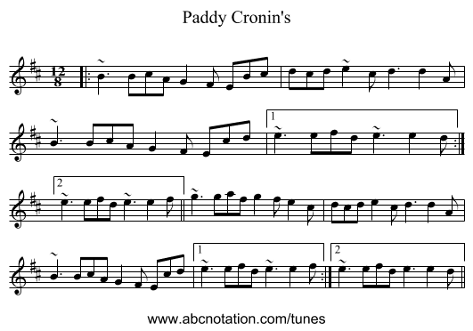 Paddy Cronin's - staff notation