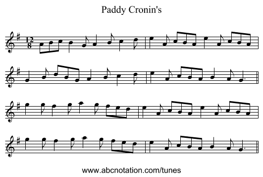 Paddy Cronin's - staff notation