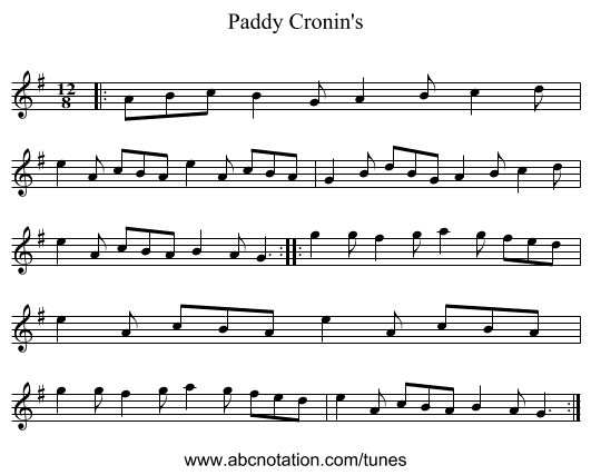 Paddy Cronin's - staff notation