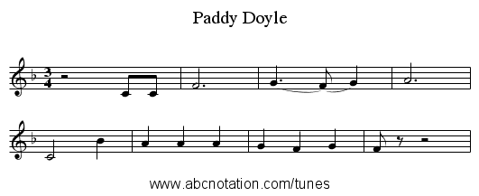 Paddy Doyle - staff notation