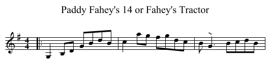 Paddy Fahey's 14 or Fahey's Tractor - staff notation