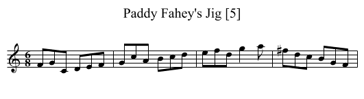 Paddy Fahey's Jig [5] - staff notation