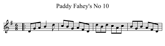 Paddy Fahey's No 10 - staff notation