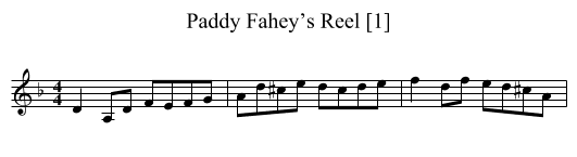 Paddy Fahey’s Reel [1] - staff notation